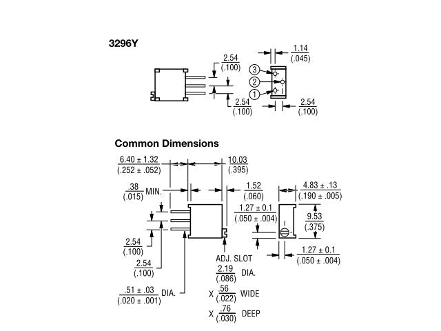 3296Y - 1 - 204LF - Potentiometers, Trimmers & Rheostats -