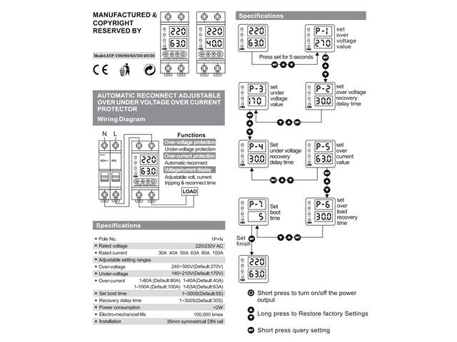 BMT D/R 63A OVER/UNDER VOLT PROT - Surge Protection -