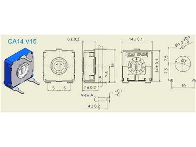 CA14NV15 100K - Potentiometers, Trimmers & Rheostats -