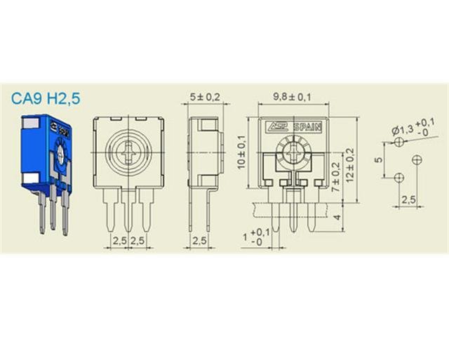 CA9H2,5 2M2 - Potentiometers, Trimmers & Rheostats -