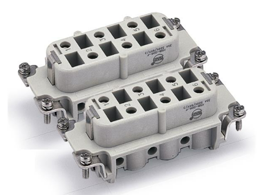 HSB-006-F (7-12) - Series 12HsB Insert 6P+E - Size 32B Female Screw Termination w/Wire Protection 35A/400V/690V -Numbered 7- 12