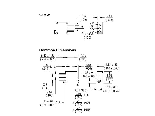 3296W - 1 - 500LF - Potentiometers, Trimmers & Rheostats - 