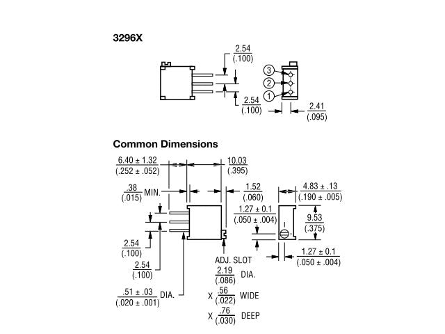 3296X - 1 - 500LF - Potentiometers, Trimmers & Rheostats - 