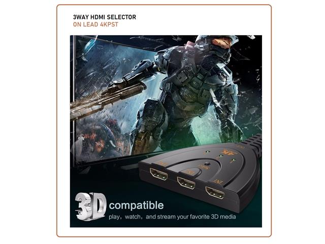 3WAY HDMI SELECTOR ON LEAD 4KPST - TV, Video & DSTV Accessories - 