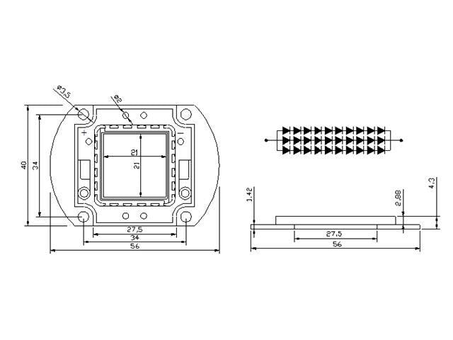 BDD RECT POWER LED WHITE 30W 32V