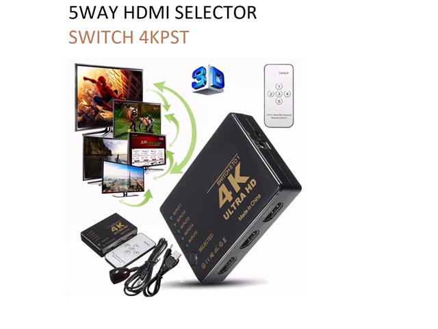 5WAY HDMI SELECTOR SWITCH 4KPST - TV, Video & DSTV Accessories -