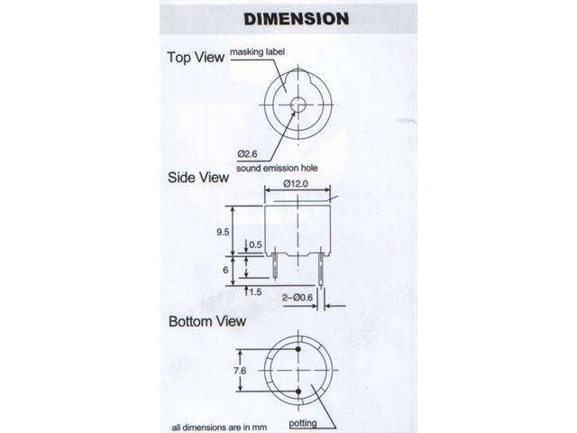 B26-12VDC - Sound, Buzzer & Microphone Components -