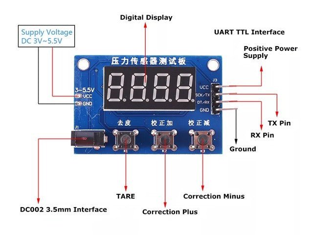 BDD HX711 LOAD CELL AMP DISPLAY - Sensors - 