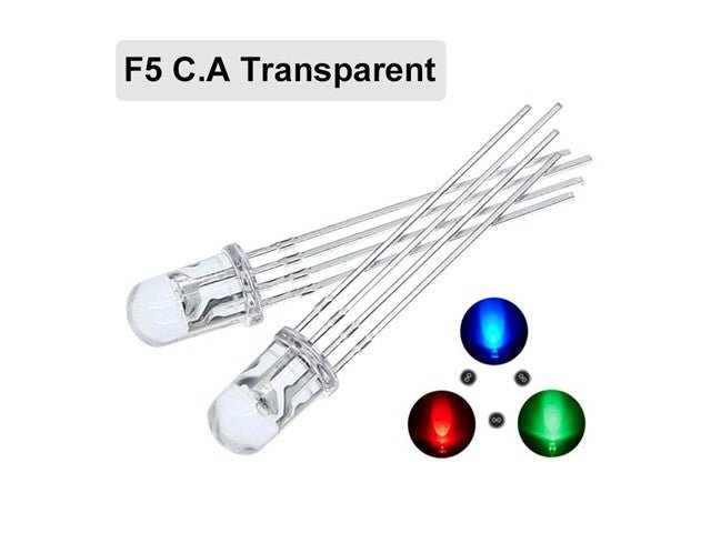 CMU RGB LED 4P 5MM C/ANODE 10/PK - LED Lamps - 