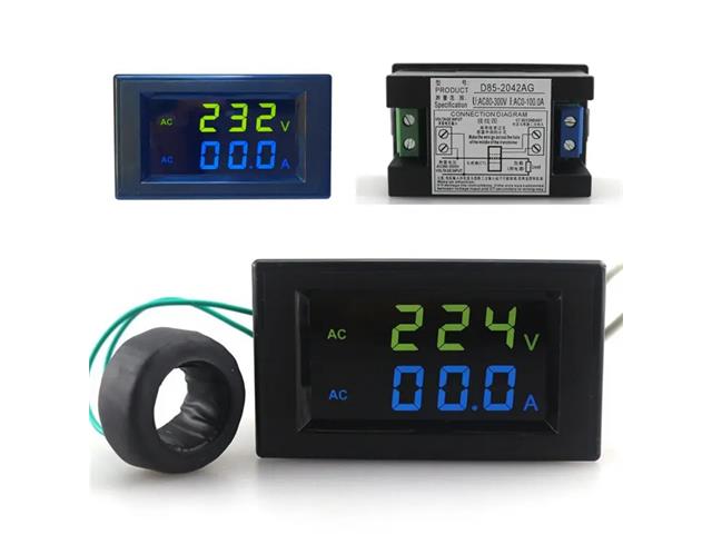 DGM DUAL PANEL METER 300VAC/100A - Panel Meters -