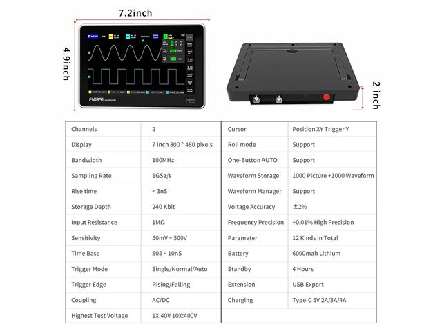 FNIRSI DSO1013D DUAL CH 100MHZ - Oscilloscopes - 