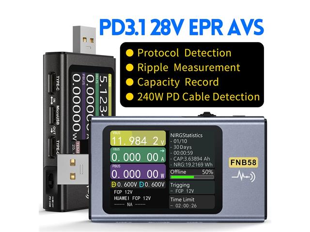 FNIRSI FNB58PBT USB CHARGE TESTR - Environmental Test Equipment - 
