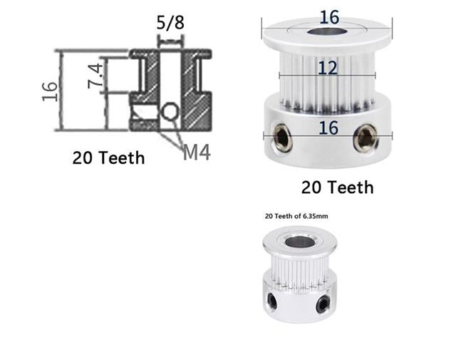 HKD GT2 TIMING PULLEY 20T 6.35MM - Timing Belts & Pulleys - 