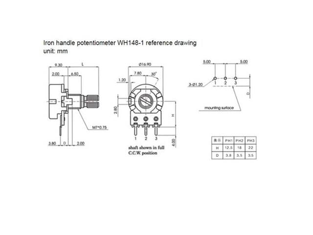 HKD POTLN 502PC SPLINE SHAFT - Potentiometers, Trimmers & Rheostats -