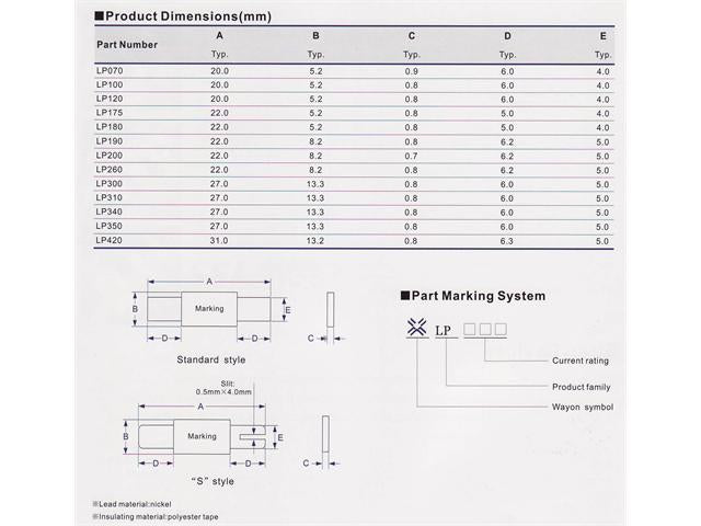 LP350 - Poly Switches -