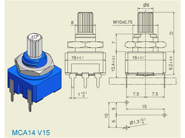 MCA14NV15 47K - Potentiometers, Trimmers & Rheostats - 