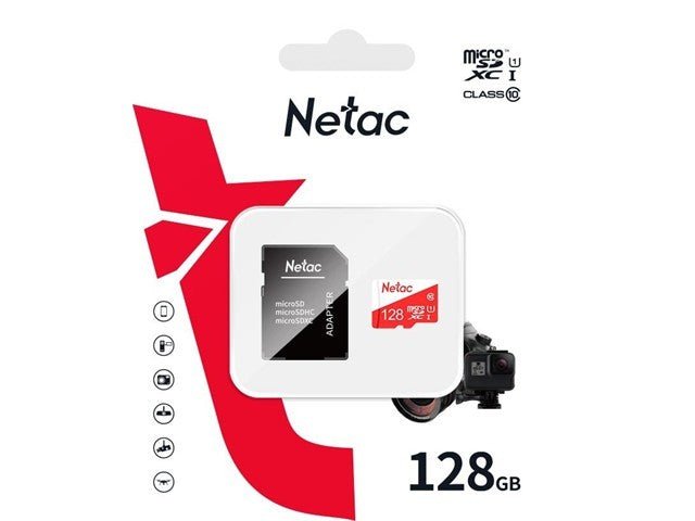 MICRO SD CARD 128GB+ADPT - NETAC - Hard Drives & Storage Devices - 
