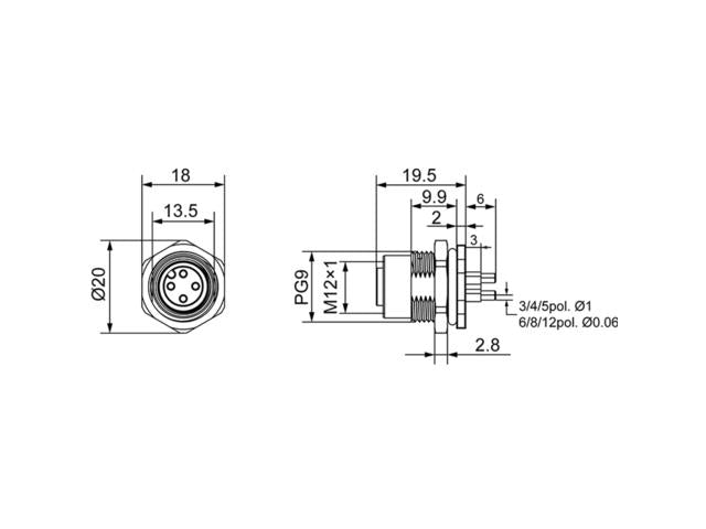 PM12AF4R - P/9 - Circular Connectors - 