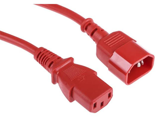 PWR EXT CAB IEC C13F - C14M 2M RD - Power Leads - 9350784005687
