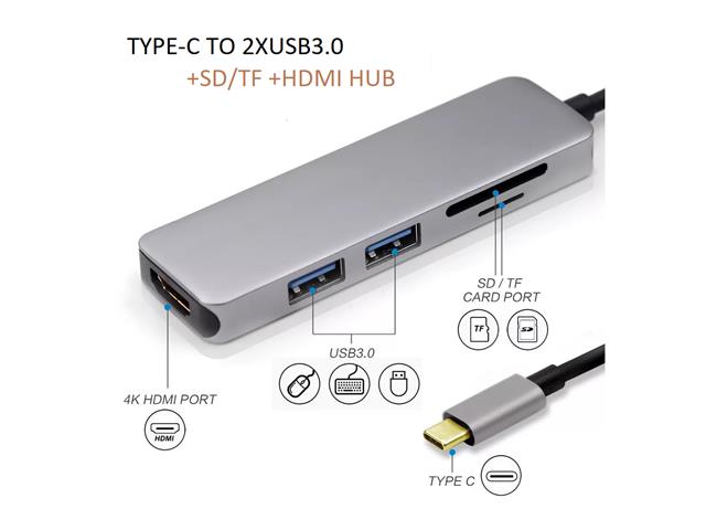 TYPE-C TO 2XUSB3.0+SD/TF +HDMI - USB Hubs, Adaptors, & Extenders -
