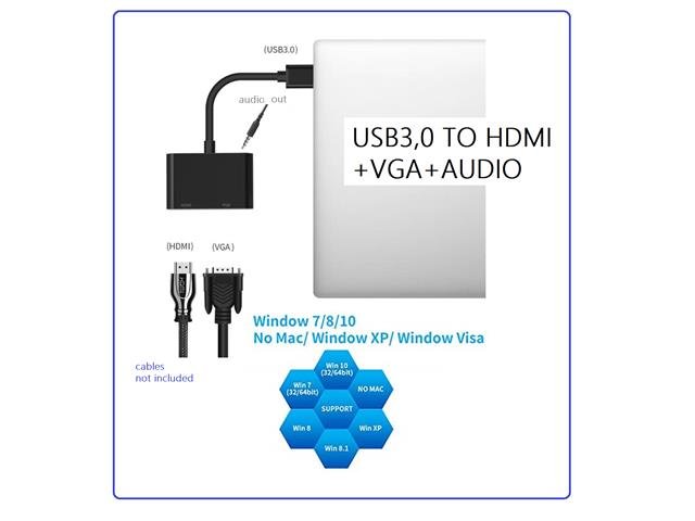 USB3,0 TO HDMI+VGA+AUDIO - HDMI / VGA / AV Converters - 