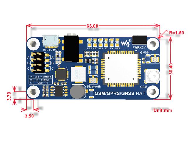 WVS RASPBERRYPI GSM/GPRS/BT HAT - Breakout boards / Shields / Modules - 