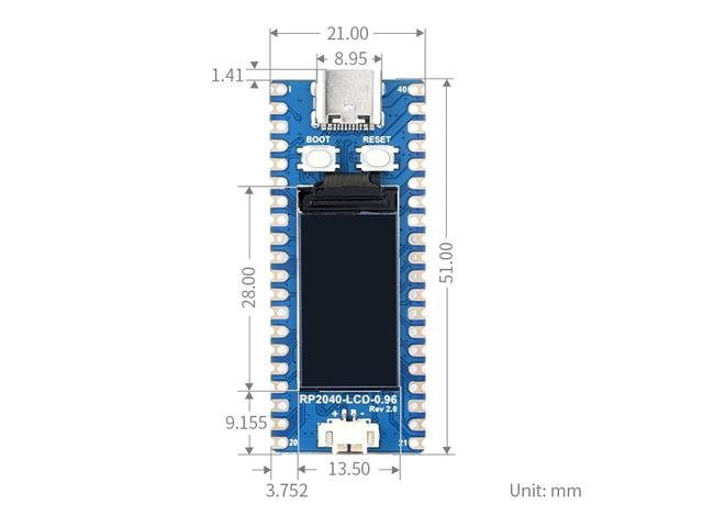 WVS RP2040 PI PICO + 0.96IN LCD - Displays - 