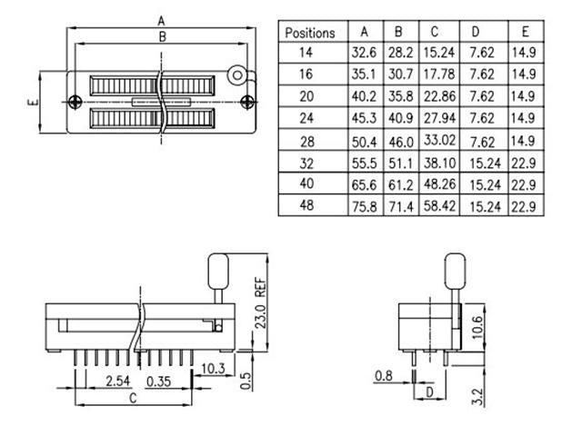 ZIF SOCKET 628G - PCB Connectors -