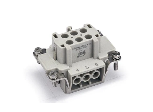 Series 6E Insert 6P+E - Size 6B - Female Screw Termination w/Wire Protection 16A/500V
